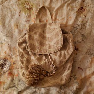 Khaki and Cream Canvas Backpack